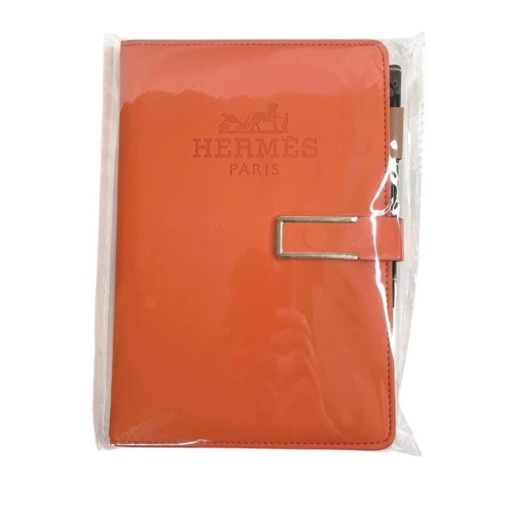 Hermès Orange Notebook + Branded Pen (Lined Refillable Shell - Picture 9 of 9